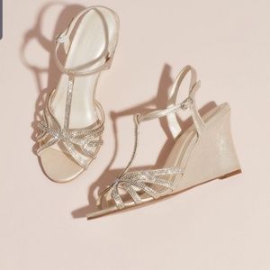 METALLIC CRYSTAL T-STRAP WEDGES